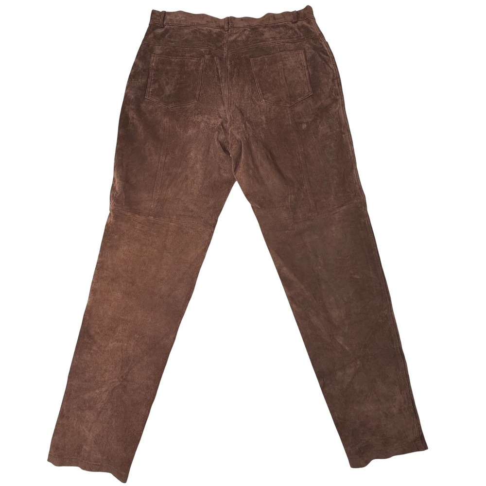 Margaret Godfrey Brown Suede Leather Pants Size 14 High Rise Vintage Style - Picture 2 of 13